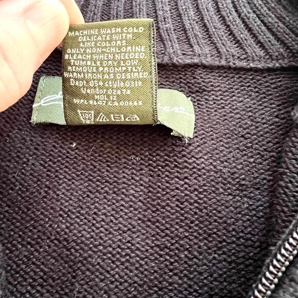 Eddie Bauer Men’s Fair Isle Half Zip Sweater Black Red Gray Cotton M - Picture 8 of 8